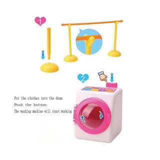 Mini Laundry Washing Machine Pretend Play Toy Set for kids girls (5)