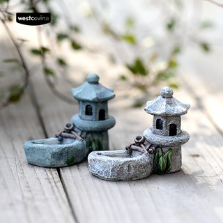 Mini Pool Tower Miniature Landscape DIY Ornament Decoration Resin