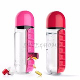 LOVE&HOME Pill & Vitamin Organizer Water Bottle (Pink，Red)luggage travel