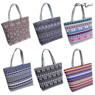 TD Women Canvas Stripe Tote Bag Shopping Travel Large Capacity Shoulder Handbag