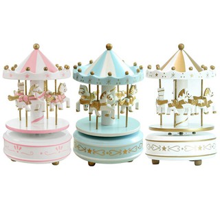 Carousel Music Box Wooden Child Toy Christmas Gift (8)