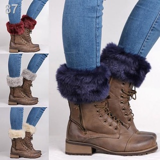 △✆DG Women's Autumn Winter Fashion Furry Ribbed Boot Cuffs Boot