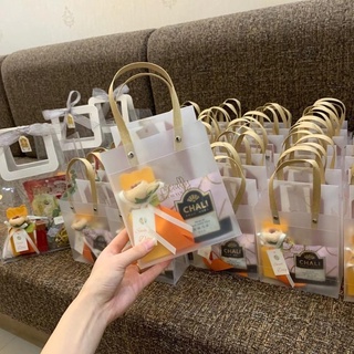 【wedding】5/10Pc Semi Transparent PVC Frosted PP Handbag Christmas Gift Packing Candy Bridesmaid