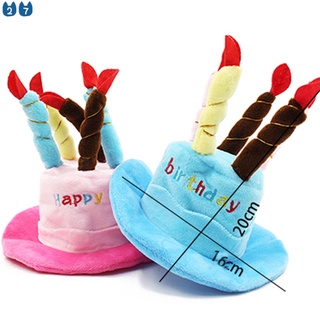 ❁Cute Pets Dog Cats Birthday Caps Adjustable Corduroy Colorful Candles Small/Medium Dog Hat Puppy C