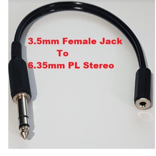 3.5mm Female Jack to 6.35mm PL Stereo Plug Adaptor Aux Cable Connector