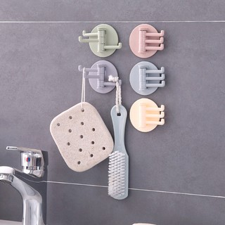 Bathroom kitchen Plastic sticky hook, non-marking paste 3-branch rotating hook, multifunctional hook
