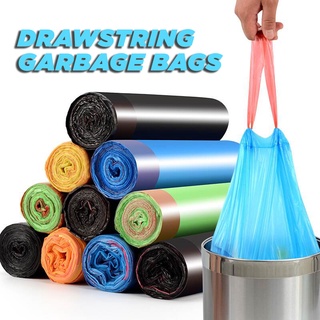 15 PIECE Drawstring Home Garbage Bags, Cleaning Thick Leakproof Trash Bags Rubbish Bag with Rope