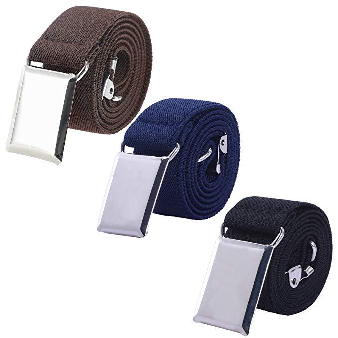 Toddler Boy Kids Buckle Belt - Adjustable Elastic Child Silver Buckle Belts