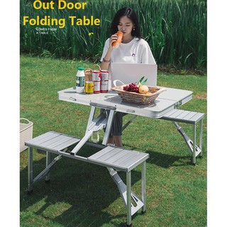 Abbyshi Outdoor Portable Folding Table Chair Camping Aluminium Alloy Picnic Table