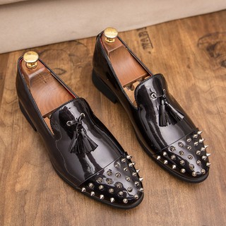 Fashion Pointed Toe Dress Shoes Men Loafers Patent Tassel Leather Oxford Shoes for Mens Dress Shoes