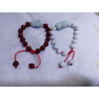 Natural crystal red carnelian with Jade piyao bracelet