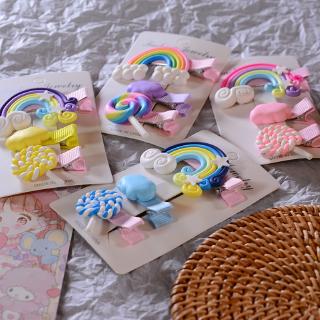 3pcs/set kids Cute Korean Hairpin Rainbow Fairy Lollipop Hairpin Little Girl Duckbill Hair Ornament (4)