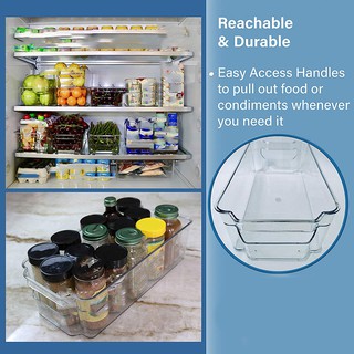 (4 Pack)Pantry and Refrigerator Organizer Bins with Handles