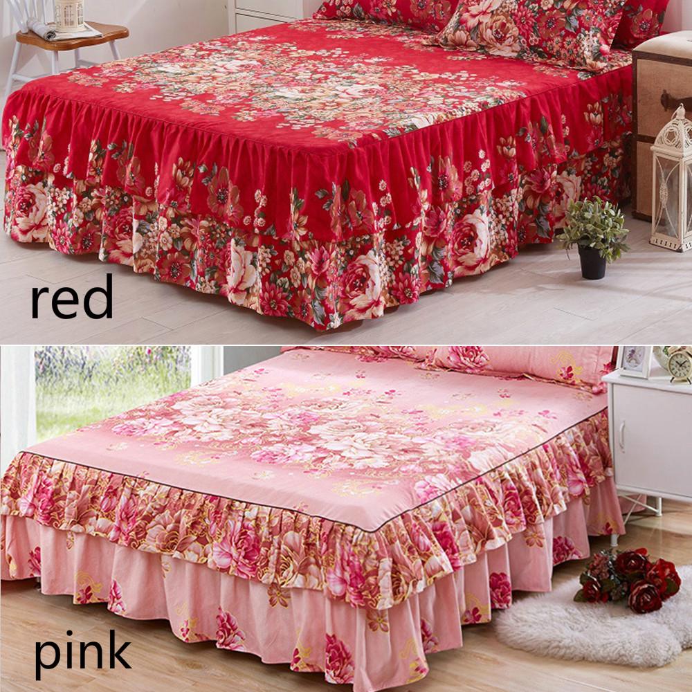 Korean Version Thickening Bed Cover Bed Skirt Princess Wedding Quilt Cover Queen Size