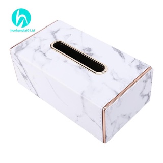 Golden Rim Tissue Marble PU Leather Napkin Towel Holder Tissue Box