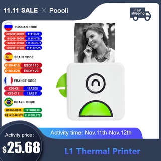 Poooli L1 Label Printer Pocket Thermal Photo Printer Portable BT Wireless Receipt Label Sticker Make