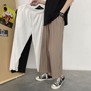 【3 Colors】Straight Texture Korean Plain Wide Leg Straight Pants for Men and Women Loose Fit Casual Pants