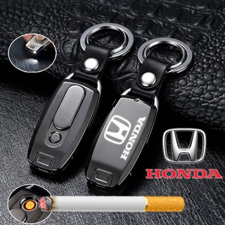 HONDA USB Metal Lighter Car Key Flashlight Keychain Lighter(black)