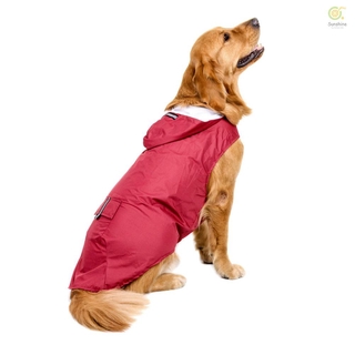 Sunshine 6XL Reflective Pet Dog Rain Coat Raincoat Rainwear with Leash Hole for Medium Large Dogs rT