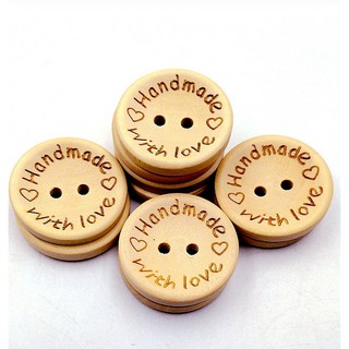 20PCS Natural Color Wooden Buttons handmade love Letter wood button craft DIY baby apparel accessories