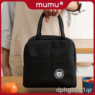 Spot goods ❏✲Mumu #9003 Insulation HOT-COLD Lunch Bag Canvas Bags Fresh Handbag