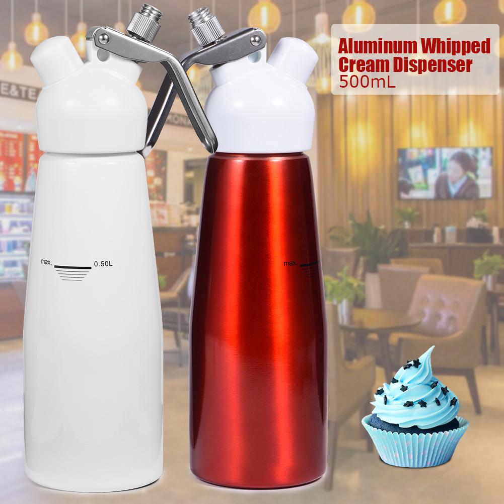 500mL Aluminum Whipped Dessert Cream Butter Dispenser Whipper Foam Maker with 3 Nozzles