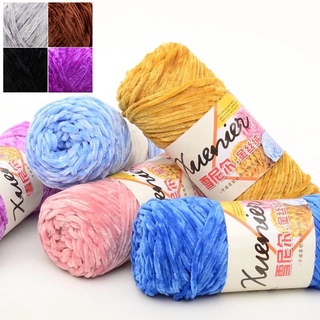 【Ready Stock】✹○Chenille Velvet Yarn Wram Solid Color Hand-Knitted Thick Crochet Thread