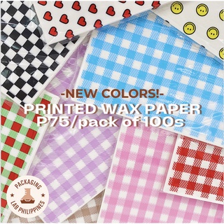 [100pcs] NEW DESIGNS Printed Wax Paper Checkered Wax Paper