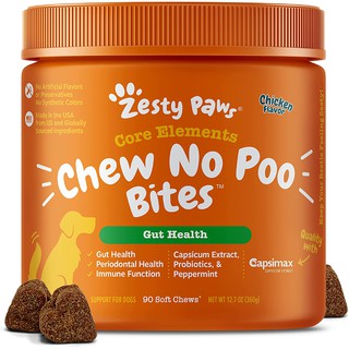 Zesty Paws Chew No Poo Bites Coprophagia Stool Eating Deterrent for Dogs Stop Eating Stool
