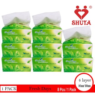 Shuta Fresh Day Green Facial Tissue 480 Pulls 8Pcs/Pack 32 By 26 Cm BW29