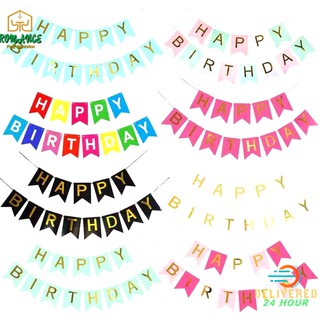 Happy birthday banner with gold Party Bunting Banner