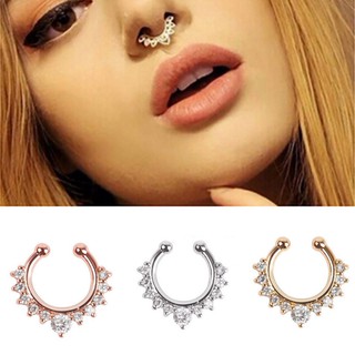 Fashion Non-Porous Diamond Nose Ring Multicolor Nose Clip Ladies Jewelry (2)