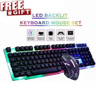 104 keys Rainbow Gaming USB Wired Keyboard GTX300 colorful button mouse suit LED Backlit Keyboard 3D (1)