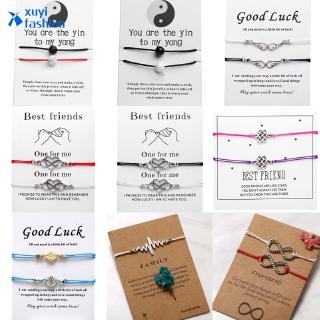 2pcs/set Heart Knot Contrast Couple Best Friend Bracelet Set