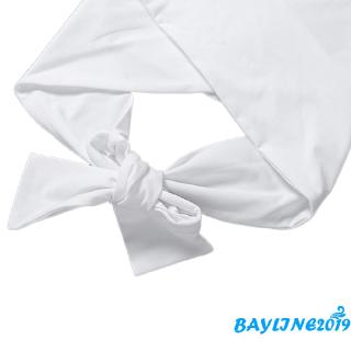 ❀ℳay-Women´s Summer White Round Neck Top Bandage Slim Fit Short Navel T-shirt (9)