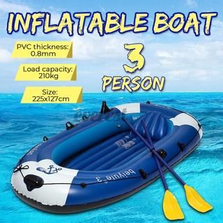 Excursion Inflatable Rafting Fishing 3 Person Boat Set w/ Oars and Pump Blue