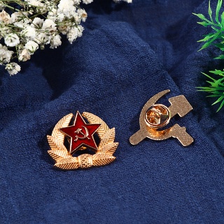 {Fairy} Retro USSR Symbol Enamel Pin Red Star Sickle Hammer Brooch icon Badge Gift