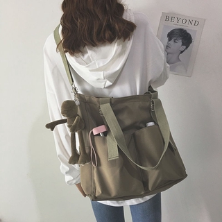 In Stock! Waterproof bag large-capacity canvas bag female Korean student one-shoulder big bag school bag college style