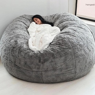 H&G Home Sponge Bed Bean Bag Chair Cover Slipcover Double Bedroom Balcony Large Couch Round Soft Fluffy Cover No Fillings Only Cover (1)