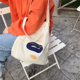 Women Canvas Shoulder Bag Korean Casual Printing Large Handbag Tote Shopping Bag
