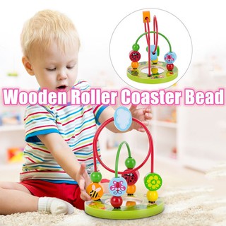 D16 Baby Toys Wooden Roller Coaster Bead Maze Toddler Early Wooden Educational Toys Baby Wooden Toy