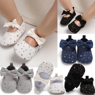 Newborn Baby Girl Flower Sneakers infant Cotton Bow Casual Shoes Infant Little Girls Princess Sequin Stars Leather Shoes 0-18M