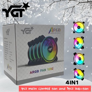 YGT Computer Case PC Cooling 120mm #1262 ARGB Case Fan RGB 120mm 4IN1