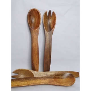 Acacia wood Spoon and Fork per pair