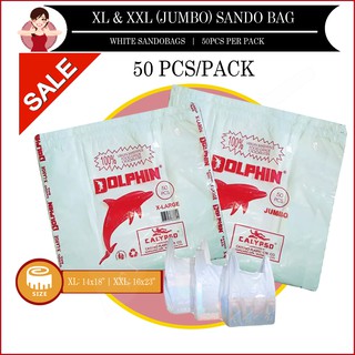 50pcs Dolphin XL Extra Large Super Jumbo White Plastic Bag Trash Bag Laundry Bag Sando Bag