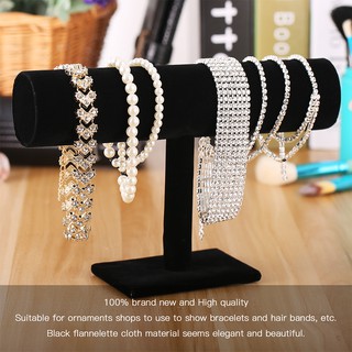 Black Velvet Bracelet Chain Watch T-Bar Rack Jewelry Hard Display Stand Holder (5)