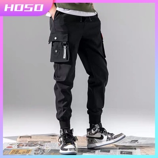 Cargo pants Pure color Hong kong style Fashion trousers pocket Long sleeve Pants