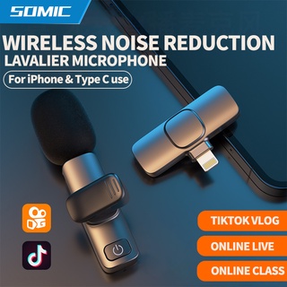 Somic Professional Wireless Noise Cancelling MIcrophone Lavalier mini mic for TIKTOK Vlog/Online Class/Online live use support for iPhone and type C use