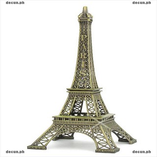 {decun} Bronze Tone Paris Eiffel Tower Figurine Statue Vintage Alloy Model Decor 13cm{LJ}