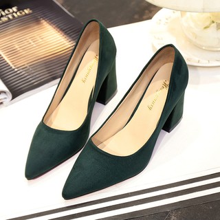 Women Suede Pumps High Heels Lady Work Shoes (2)